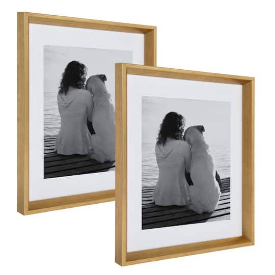 Kate and Laurel 14" x 18" Gold Calter Photo Frames with 11" x 14" Mat, 2ct.